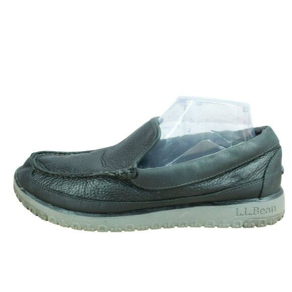 *LL Bean All Week Black Leather Slip On Moccasin Slipper Shoes Size 12.5 Inches - Picture 1 of 10